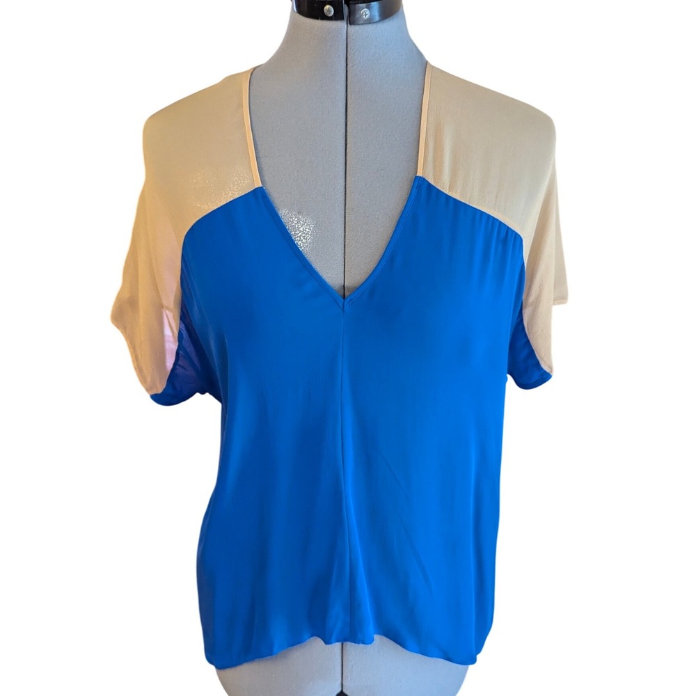 Mason Colorblock V Neck Short Sleeve Top Size‎ 0